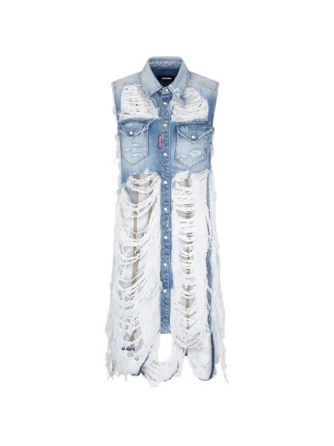 DSQUARED2 distressed denim midi shirt dress Blue S72FV0029STZ111