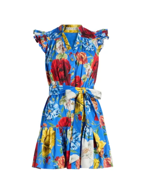 alice + olivia Cora flutter-sleeve tiered mini dress Blue CC605P78542