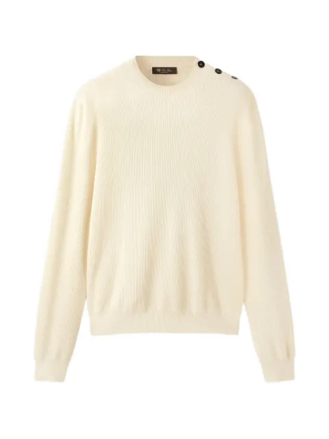 Loro Piana Sloop button-detail ribbed sweater Neutrals FAQ4654