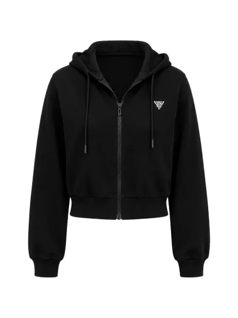 GUESS USA rhinestone-embellished zip-up hoodie Black V6GQ15K3093