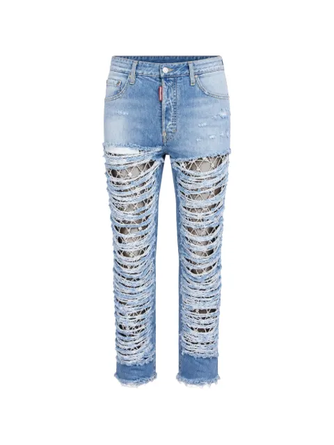 DSQUARED2 642 super-destroyed rhinestone-embellished jeans Blue S71LB1308S30309
