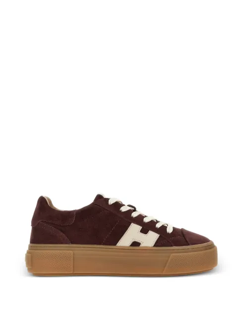 Hogan logo-patch suede low-top sneakers Brown HXW7050GB00UHT