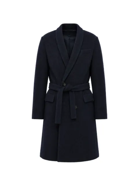 Paolo Pecora belted shawl-lapel wool coat Blue 24IC1M0N01146066685