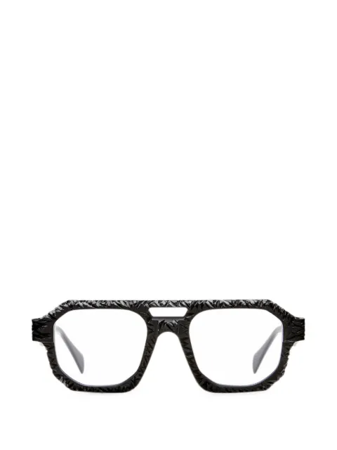 Kuboraum hammered-effect geometric-frame glasses Black K33