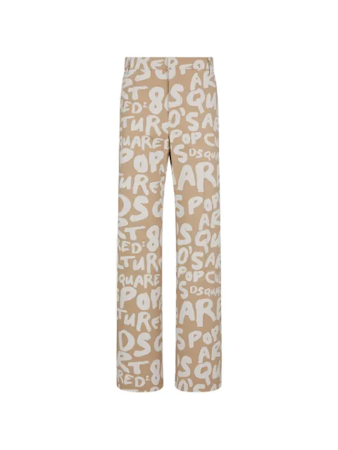 DSQUARED2 D2 Pop 80's Roadie logo-print straight trousers Neutrals S75KB0388S78579