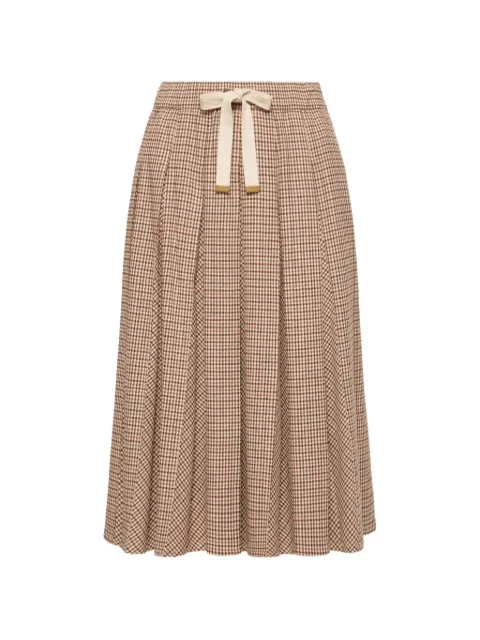 Moncler check-pattern pleated midi skirt Neutrals L20932D00001599LV