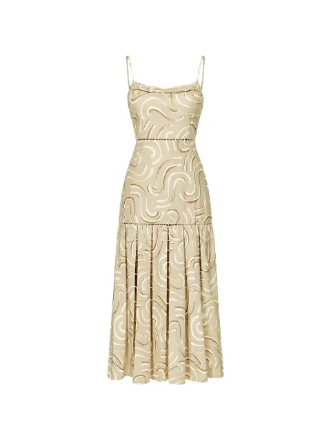 Alexis abstract-print ladder-stitch dress Neutrals A12604211049