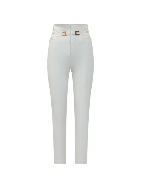 Elisabetta Franchi gold-tone plaque stirrup-detail trousers White PA15861E2
