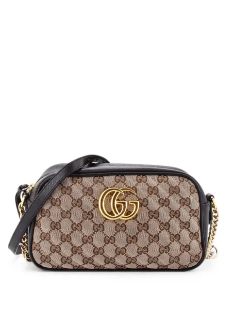 Gucci Pre-Owned GG Marmont Shoulder Bag Diagonal Quilted GG Canvas with Leather Small crossbody bag Black ZM8M2EVCTDGB6QBN