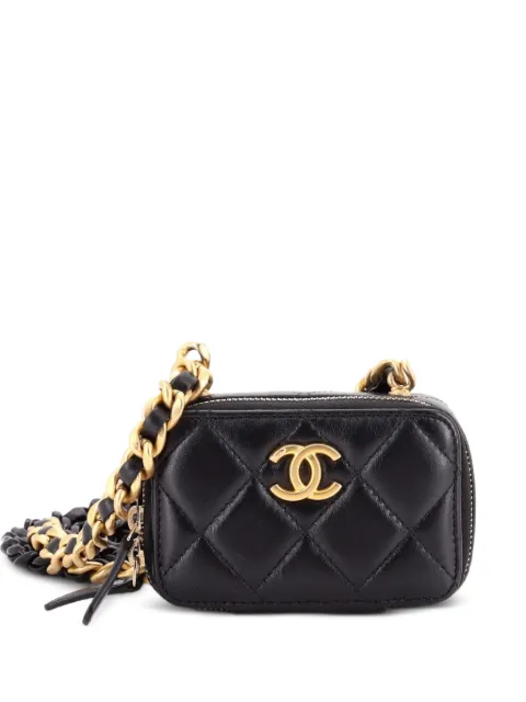 CHANEL Pre-Owned Zip Around Vanity Case with Chain Quilted Lambskin Mini crossbody bag Black JL3AVJ7QNYXU9YN7