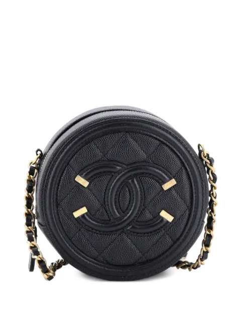 CHANEL Pre-Owned Filigree Round Clutch with Chain Quilted Caviar Mini crossbody bag Black I0G6B415Y6D1TTPZ