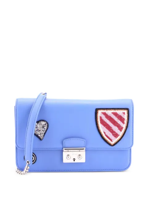 Christian Dior Pre-Owned Miss Dior Promenade Wallet on Chain Patch Embellished Leather Large crossbody bag Blue H321NX37HJV9GC1F