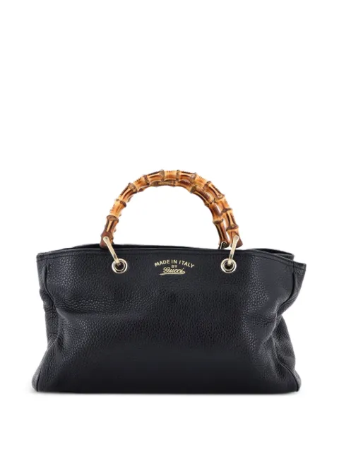 Gucci Pre-Owned Bamboo Shopper Leather Medium tote bag Black Z5CRGKKD6WWHIUWB