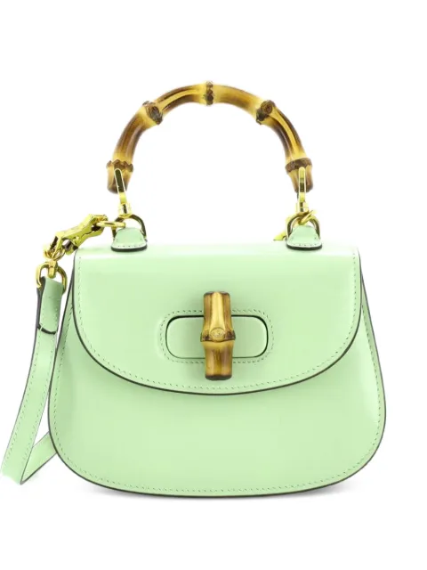 Gucci Pre-Owned Bamboo 1947 Top Handle Bag Leather Mini shoulder bag Green 9AIQGYWY9NQZLEM7