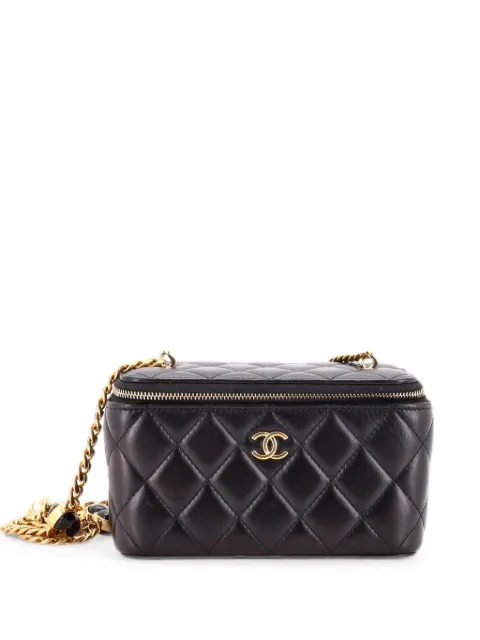 CHANEL Pre-Owned Classic Vanity Case with Resin Pearl Chain Quilted Lambskin Small clutch bag Black 2KY4DQPK6HOUIXK4