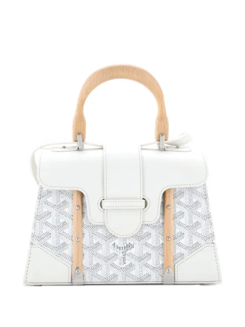 Goyard Pre-Owned Structured Saigon Top Handle Bag Coated Canvas with Leather Mini satchel White 04RG30G4QPLYZA26