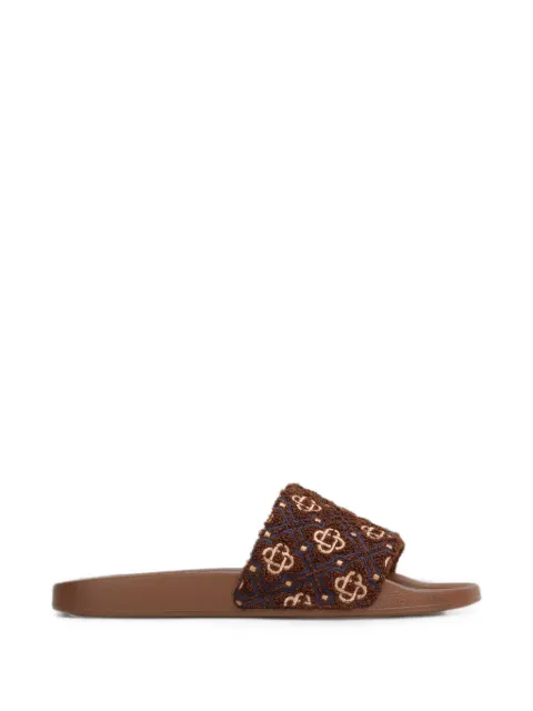 Casablanca monogram-embroidered terry-cloth slippers Brown APF26FW113