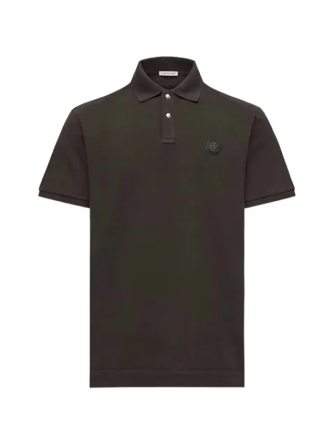 Moncler logo-patch short-sleeve polo shirt Brown L20918A0001384556