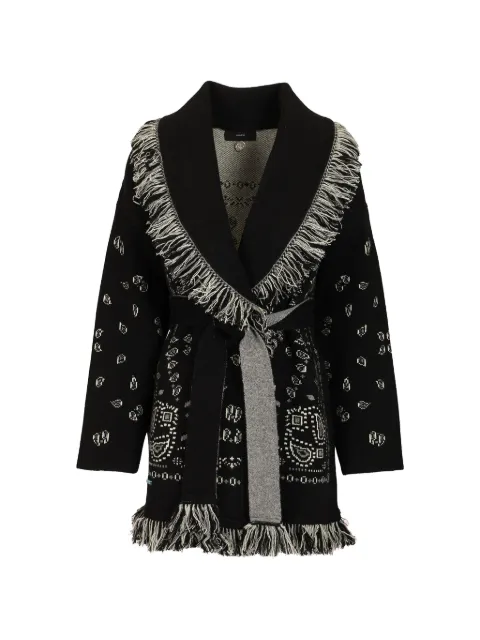 Alanui bandana jacquard fringed cardigan Black LWHB064E26KNI0021084