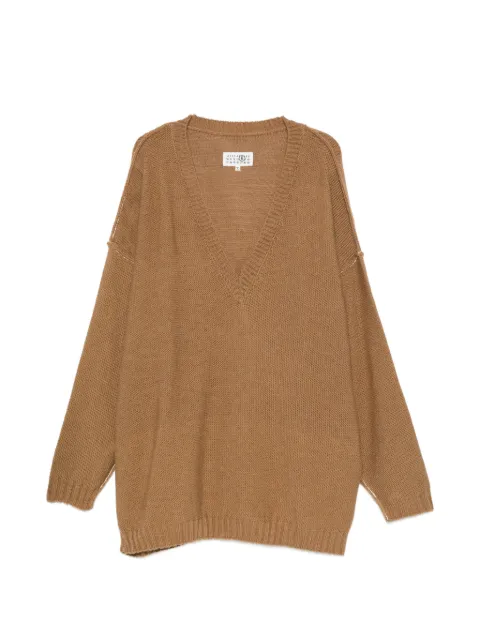 MM6 Maison Margiela V-neck oversized sweater Brown S52HN0016M13289