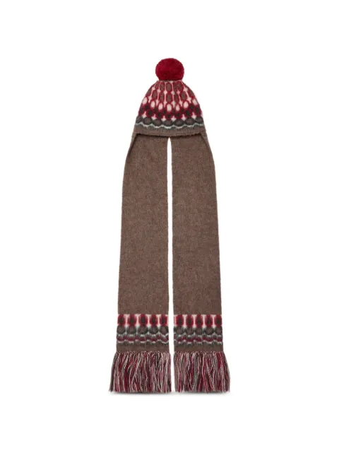 Maison Margiela fair isle pompom beanie hat Brown S50TB0021M13317