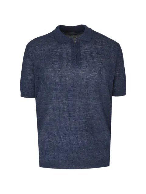 Corneliani zip-fastening knitted polo shirt Blue 27M5662725134
