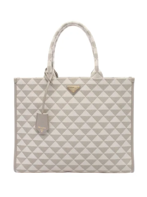 Prada Pre-Owned 2013-2026 Large Triangolo Jacquard Symbole tote bag Grey ELGU76CPLAA5K96H