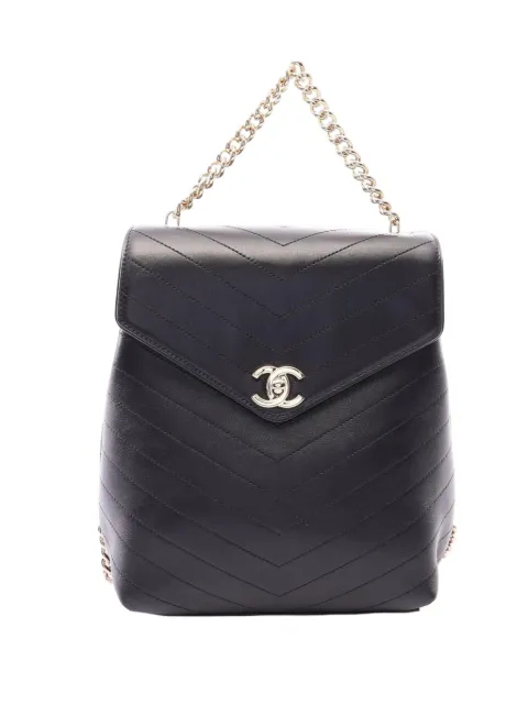 CHANEL Pre-Owned 2018-2019 CC Chevron Lambskin backpack Black MJ5THT2ZSRIPSJAF