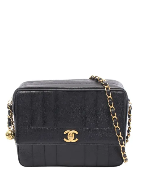 CHANEL Pre-Owned 1994-1996 Quilted Caviar Mademoiselle Coco Ball Camera Bag crossbody bag Black SK0QXR590NQP7554
