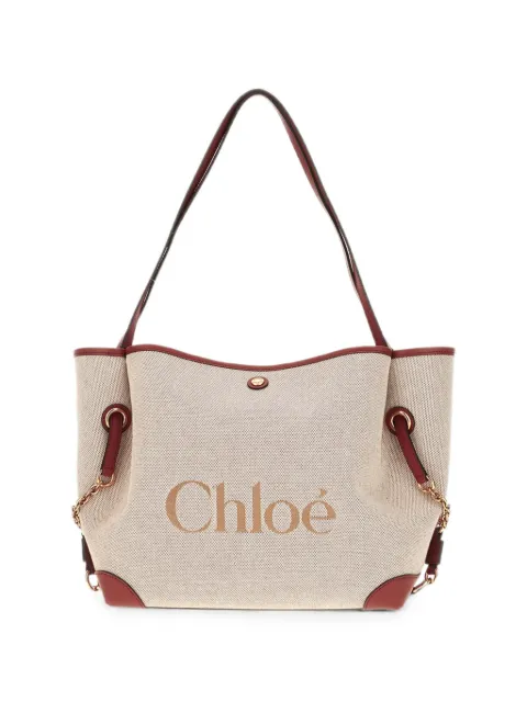 Chloé Clover logo-print calf leather-trim shoulder bag Neutrals CH26AS655S63