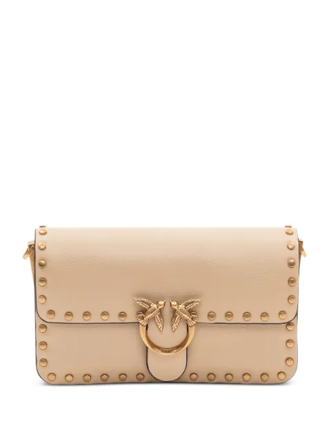 PINKO Baby Love One Slouchy stud-embellished shoulder bag Neutrals 107345A2JG