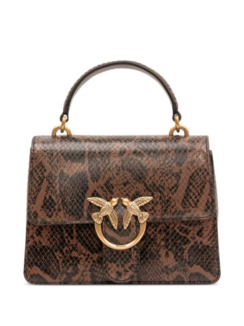 PINKO mini Love bag one top handle light handbag in python-print leather with Brown 100071A3E5