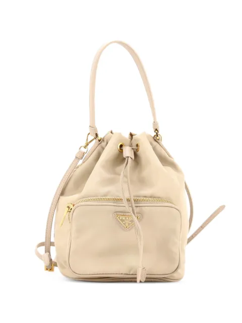 Prada Pre-Owned Drawstring Tessuto Small bucket bag Neutrals Q2Y0KA0W0X4VVD2E