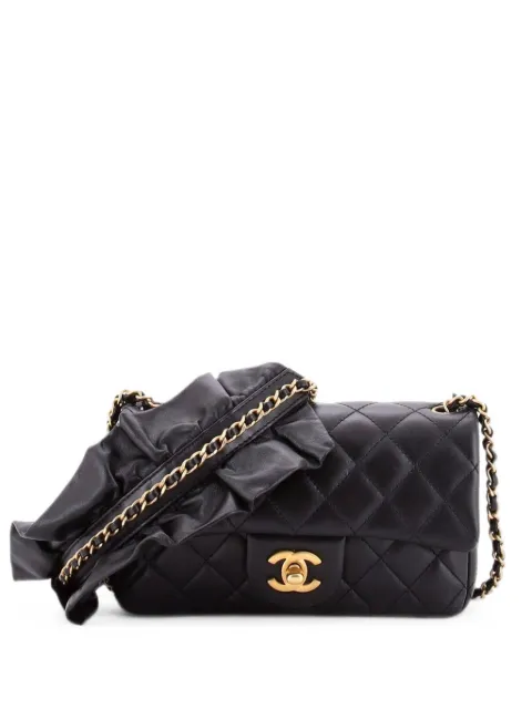 CHANEL Pre-Owned Romance Flap Bag Quilted Lambskin Mini crossbody bag Black PIGN9HX5BSDGSLM7