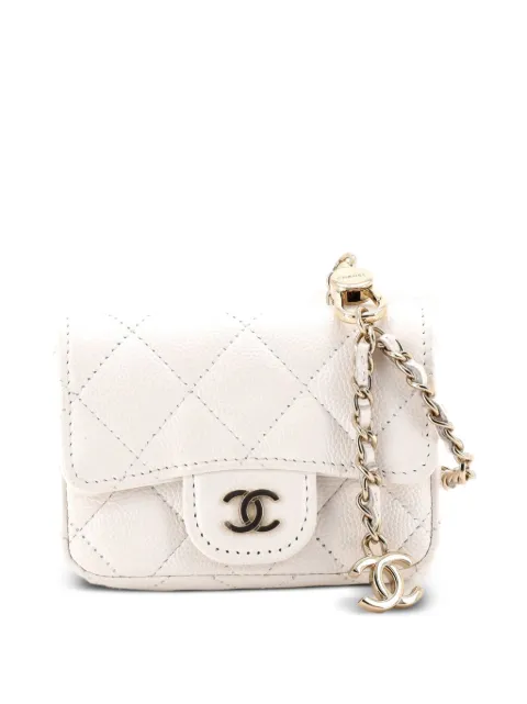 CHANEL Pre-Owned Classic Flap Chain Quilted Caviar Mini belt bag White 9VSKLGYXRGVFZS94