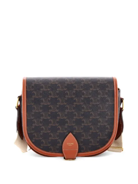Celine Pre-Owned Folco Bag Triomphe Coated Canvas Large crossbody bag Brown 28Y9TGES2G4KNHX2