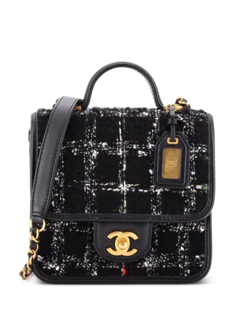 CHANEL Pre-Owned School Memory Top Handle Flap Bag Quilted Tweed Mini shoulder bag Black L5CGXVEFWH0MHY9X