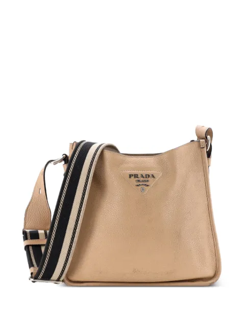 Prada Pre-Owned Logo Strap Vitello Daino Medium crossbody bag Neutrals K3OAJU9RFBAY13LJ
