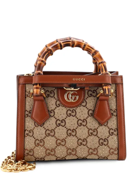 Gucci Pre-Owned Diana NM Bamboo Handle Crystal Embellished GG Canvas Mini tote bag Brown YIRF4FO5JY7RWFH9