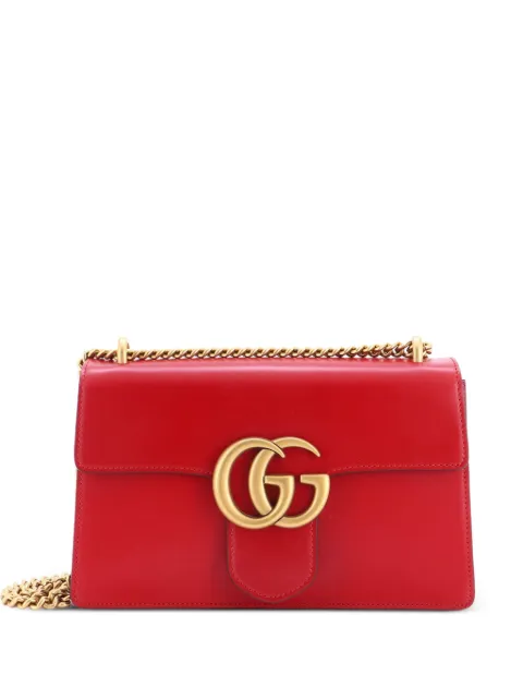 Gucci Pre-Owned GG Marmont Chain Leather Medium shoulder bag Red Y0PI7W0TRPKOTEUZ