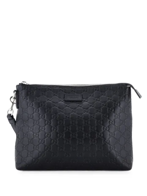 Gucci Pre-Owned Signature Soft Wristlet Guccissima Leather clutch bag Black 8GA0NQML48ZUF8DX