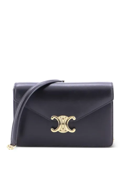 Celine Pre-Owned Margo Triomphe Wallet on Chain Leather crossbody bag Black QH21SWJF3VA0H7ZP