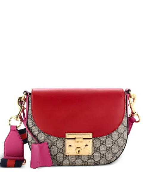 Gucci Pre-Owned Padlock Saddle Shoulder Bag GG Coated Canvas and Leather Medium crossbody bag Brown PQVDKRELJB6FY7EC