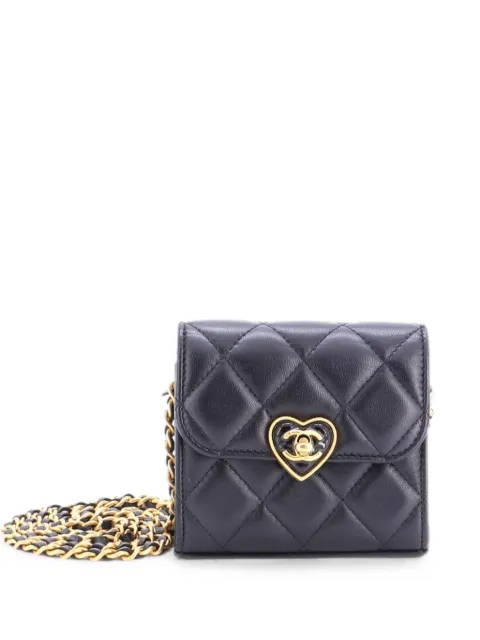 CHANEL Pre-Owned Coco Love CC Heart Clutch with Chain Quilted Lambskin Mini crossbody bag Black 5VNGPG34MEVBJAMF