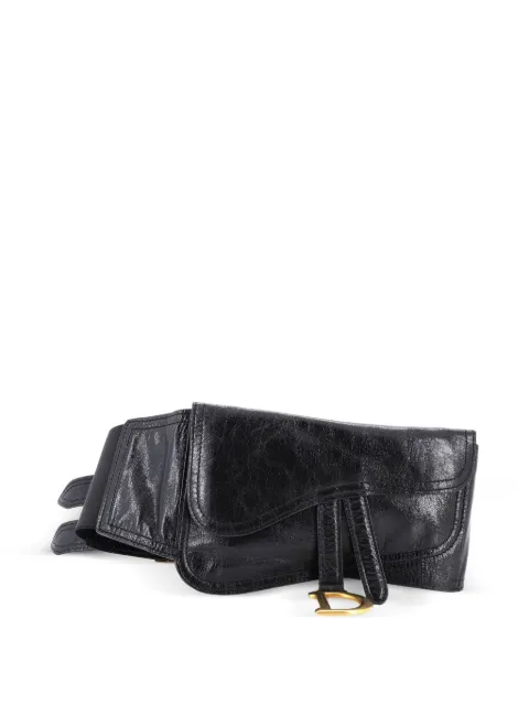 Christian Dior Pre-Owned Saddle Double Buckle Leather belt bag Black PPSZ532IZMCJSQL5