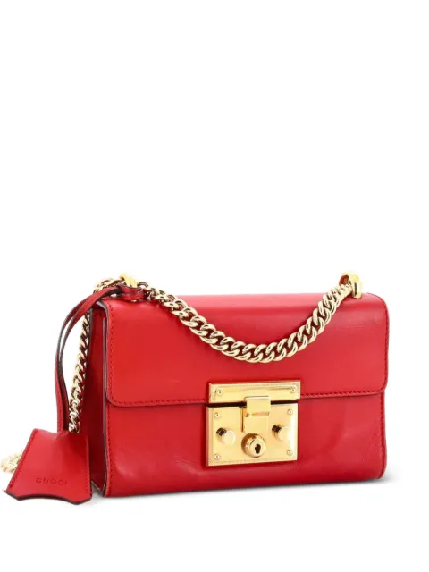 Gucci Pre-Owned Padlock Shoulder Bag Leather Small crossbody bag Red 26XA6F4L3HYT318P