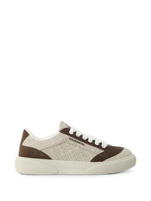 Casablanca monogram-print calf suede-panel sneakers Neutrals APF26SNK0213
