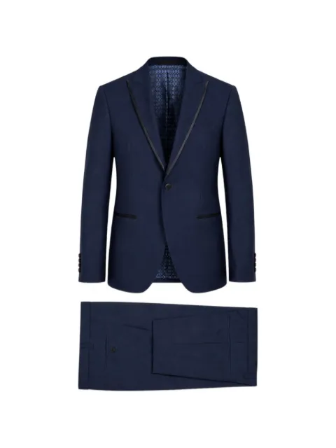 RAMON SANJURJO satin-trim single-breasted suit Blue 8128801130NAVY
