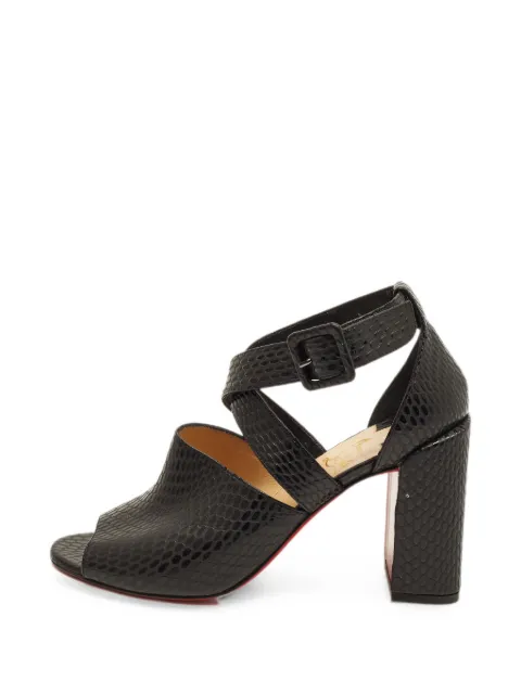 Christian Louboutin Pre-Owned snakeskin-embossed ankle-strap sandals Black 1375772