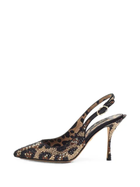 Dolce & Gabbana Pre-Owned leopard-print crystal-embellished pumps Black 1373666